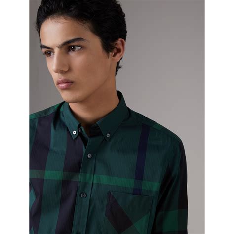 burberry dark green shirt men|burberry collar shirt men's.